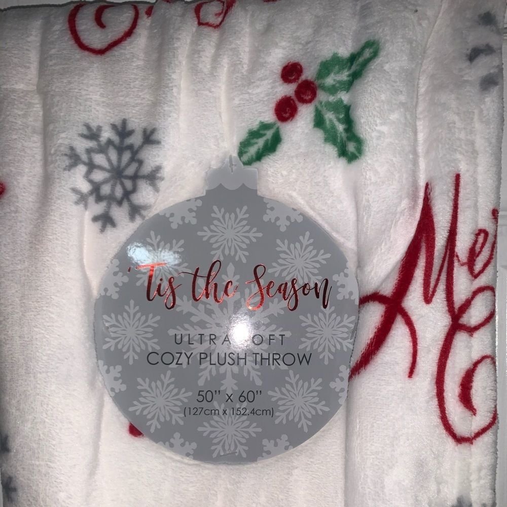 NWT Candy Cane Peppermint Christmas Throw Blanket - Picture 2 of 3